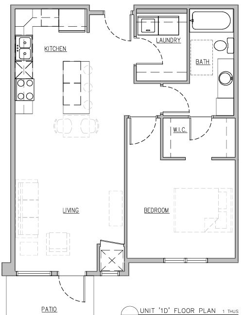 Lincoln Flats 1 bedroom floor plan