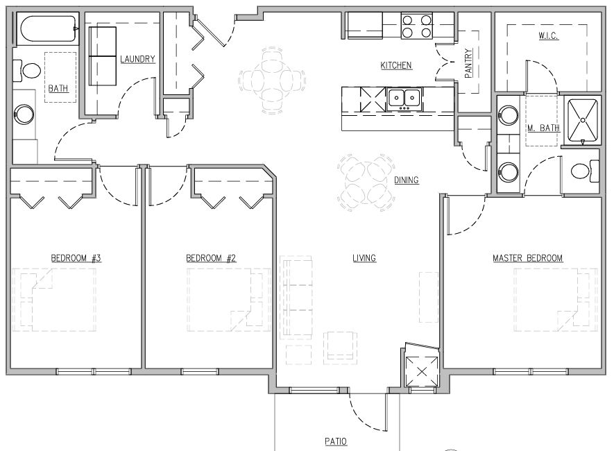 Lincoln Flats 3 bedroom floor plan